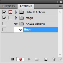 Actions palette