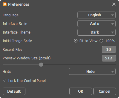 Preferences window